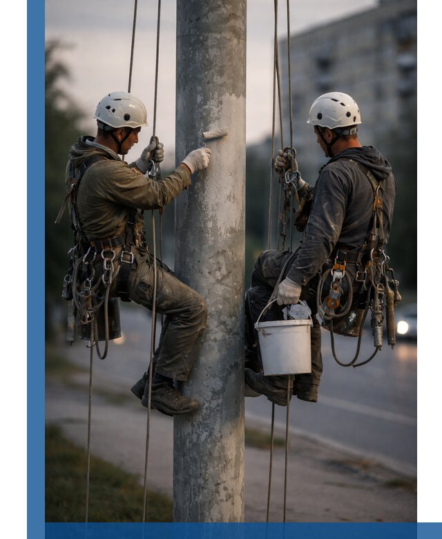 Покраска опор освещения и антикоррозийная защита в Красном Сулине