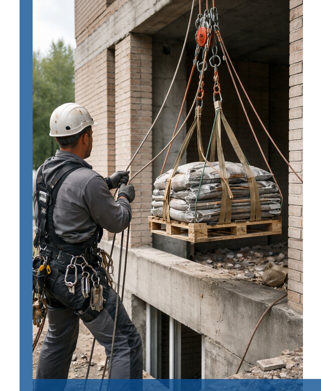 Подъем материалов на этаж веревками в Красном Сулине оперативно