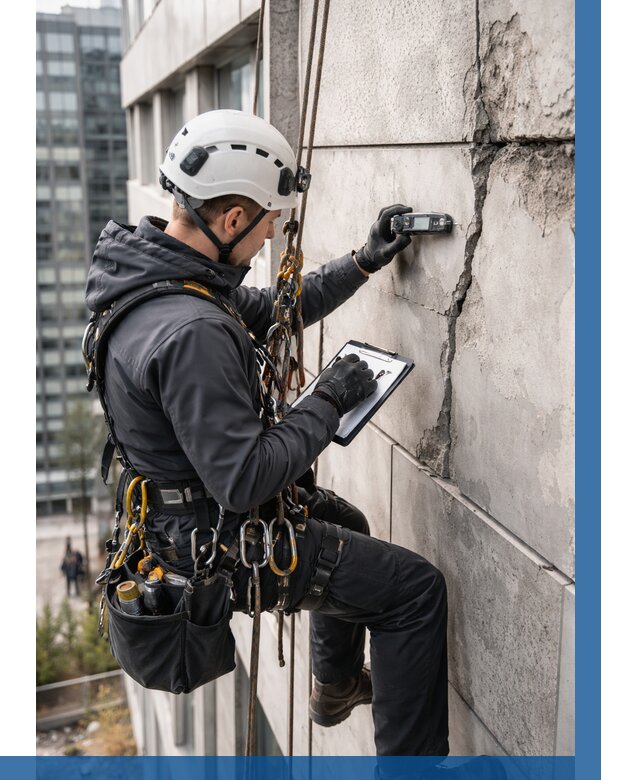 Обследование фасада альпинистами в Красном Сулине от 122 р. | ВЫСОТНИК-Крл