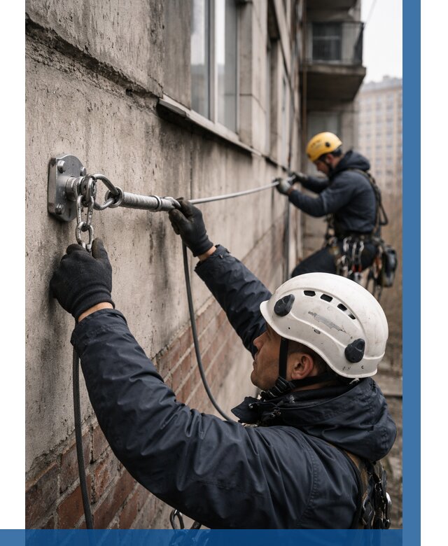 Монтаж анкерных линий в Красном Сулине от 3062 р. | ВЫСОТНИК-Крл