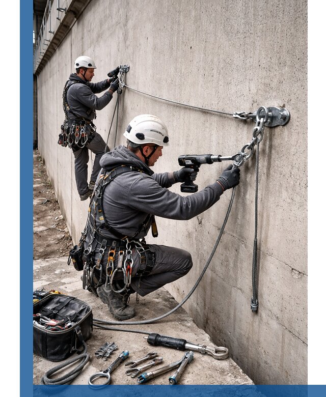 Монтаж анкерных линий высотной безопасности в Красном Сулине