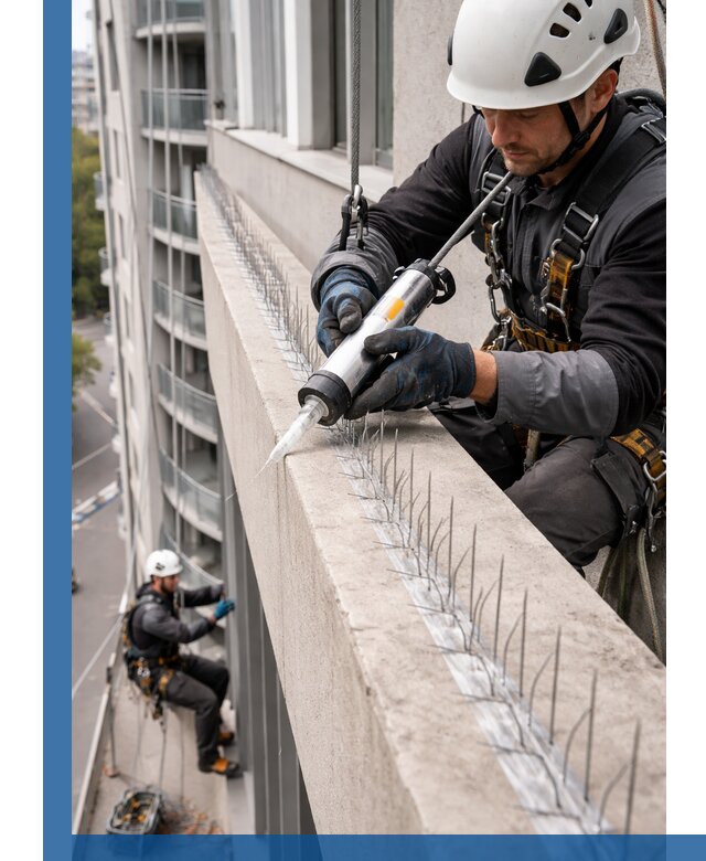 Установка шипов от птиц на фасадах и кровлях в Красном Сулине